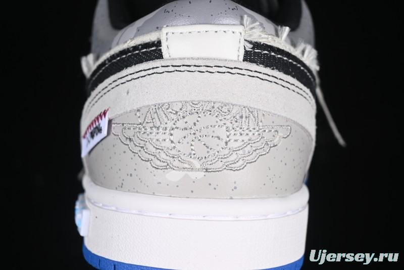 Nike Air Jordan 1 Low Retro Basketball Shoes Panda Prank Surf Fishing Overfishing Blue Brown Gray - 553558-140