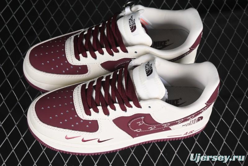 Nike Air Force 1 '07 Low The North Face Collaboration Burgundy Swoosh Casual Sneakers - KK1988-042