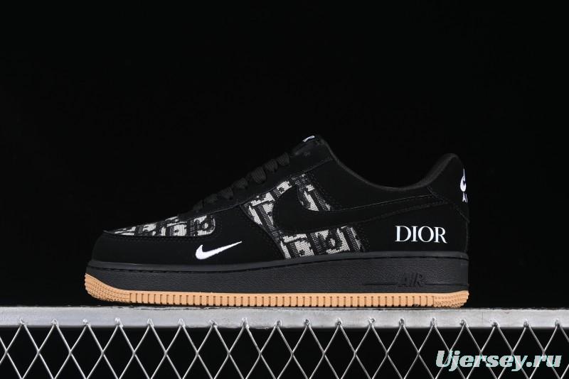 Nike Air Force 1 '07 Low Dior Collaboration Black Gum Knit Casual Sneakers - KK1988-058