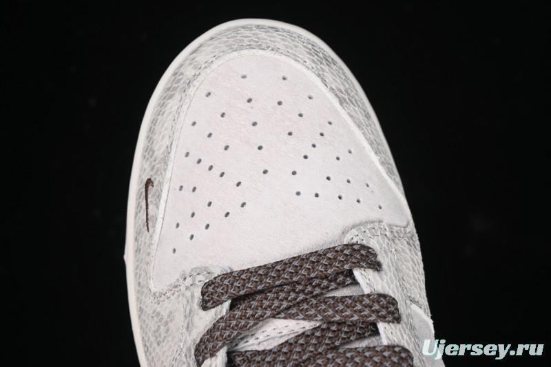 Nike SB Dunk Low Supreme Year of the Snake Limited Edition Grey Python Print Anniversary Custom Low-Top Casual Sneakers - XS1086-018