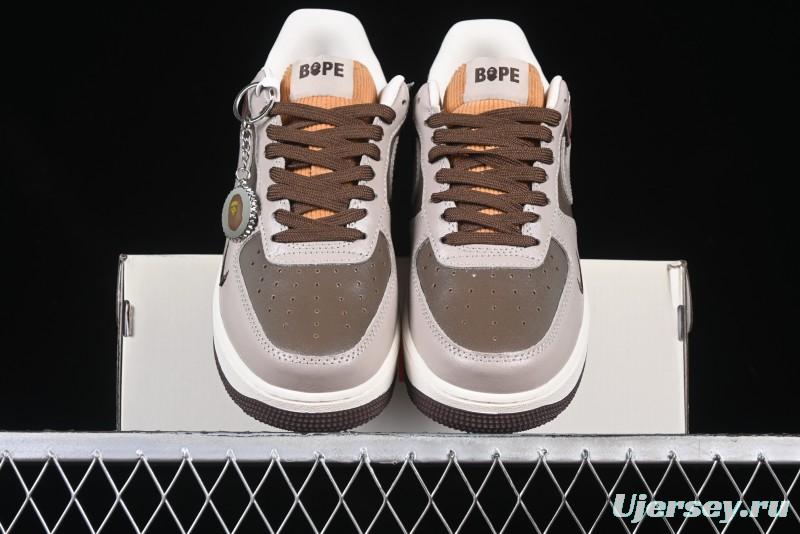 Nike Air Force 1 '07 Low BAPE Collaboration Grey Green Brown Low-Top Casual Sneakers - KK1988-039