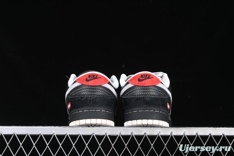 Nike SB Dunk Low Supreme Collaboration Black Grey Swoosh Anniversary Custom Low-Top Casual Skate Shoes - XS1086-011