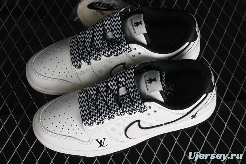 Nike SB Dunk Low LV Collaboration - Beige Black Violent Bear Anniversary High-End Custom Low-Top Casual Skate Shoes - SJ2068-239