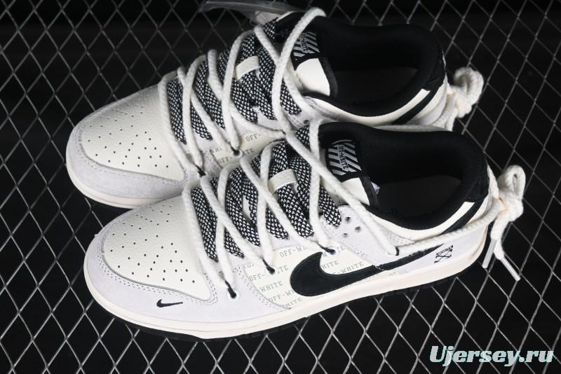 Nike SB Dunk Low OFF-WHITE Collaboration Strap Anniversary Edition Customized Low-Top Casual Skate Shoes - YX5066-225