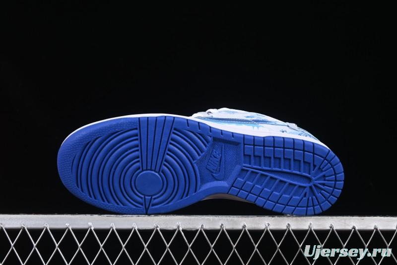 Nike Dunk Low Blue and White Porcelain Theme Casual Sneakers - DV0831-104