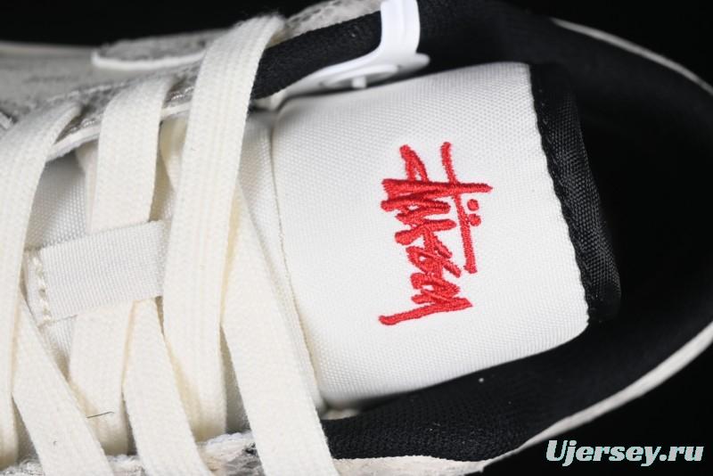 Nike Air Jordan 1 Low Retro Basketball Shoes - Stussy Grey Snake Custom - FC1688-200