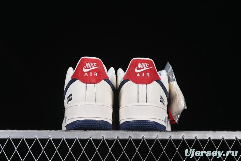 Nike Air Force 1 '07 Low Supreme Collaboration Sneakers with Red Tab and Blue Swoosh - BB7518-021