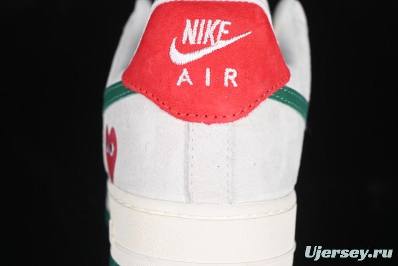 Nike Air Force 1 '07 Low CDG Play Collaboration Green Swoosh Low-Top Casual Sneakers - DF0188-033