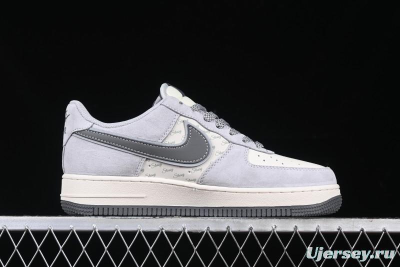 Nike Air Force 1 '07 Low Stussy Collaboration - Pig Grey Swoosh Low-Top Casual Sneakers - XZ3318-066