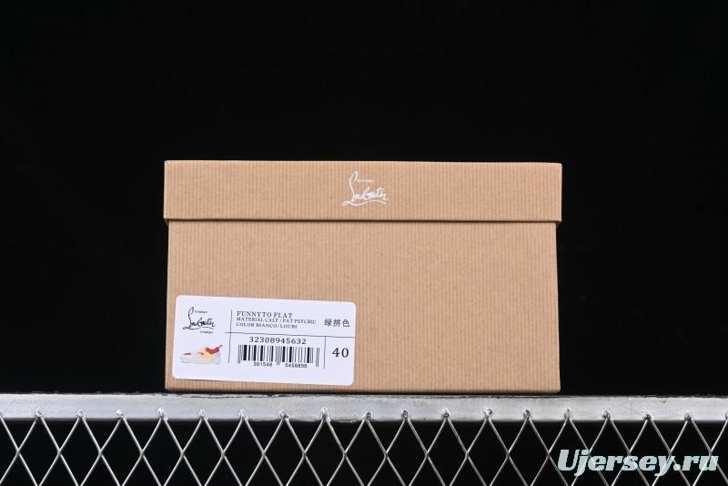 Christian Louboutin Funnyto Flat French Luxury Brand Green Color Block Low Top Sneakers - X.D4