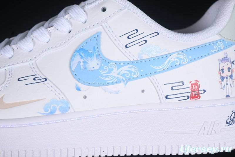 Nike Air Force 1 '07 Low Casual Sneakers with Erciyuan Hand-Painted Graffiti Lingzhu Aobing Design - HF0022-010