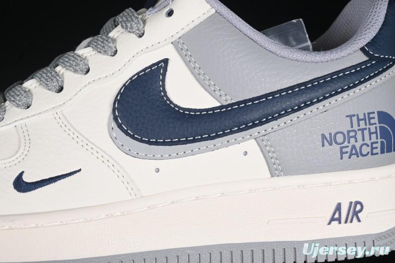 Nike Air Force 1 '07 Low The North Face Collaboration Grey Blue Double Swoosh Casual Sneakers - XS1958-520