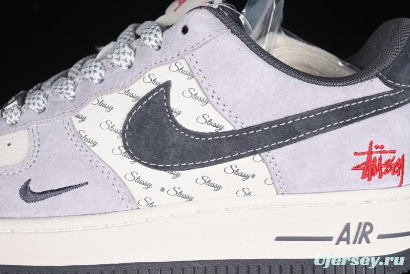 Nike Air Force 1 '07 Low Stussy Collaboration Pig Skin Swoosh Logo Low-Top Casual Sneakers - XS1958-501