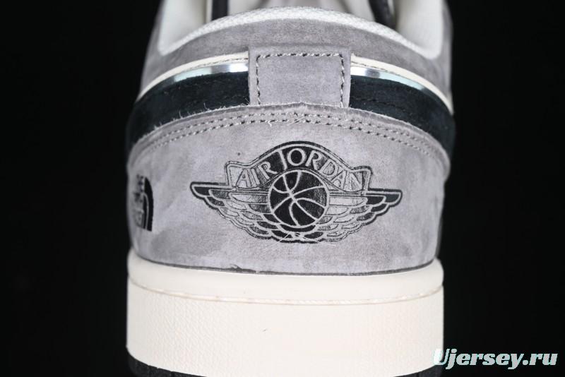 Nike Air Jordan 1 Low AJ1 The North Face Collaboration - Grey Black Toe Retro Basketball Shoes - XX3318-512