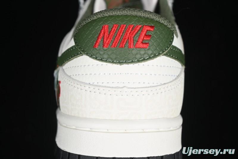 Nike SB Dunk Low UN Collaboration Year of the Snake Limited Edition Green Snake Swoosh Anniversary Custom Low-Top Casual Sneakers - DJ2024-070
