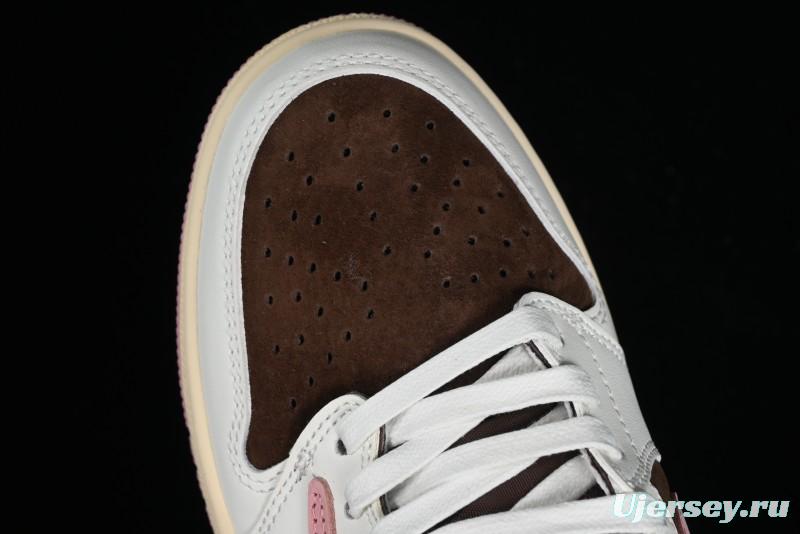 Nike Travis Scott x Air Jordan 1 Low OG AJ1 Reverse Swoosh Sneakers - DZ4137-206