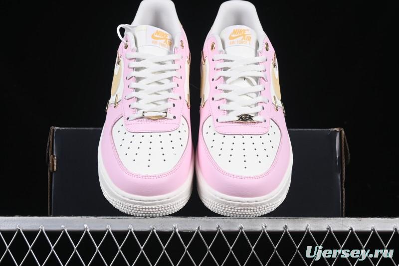 Nike Air Force 1 '07 Low White Pink Swoosh Casual Sneakers - IB2574-600