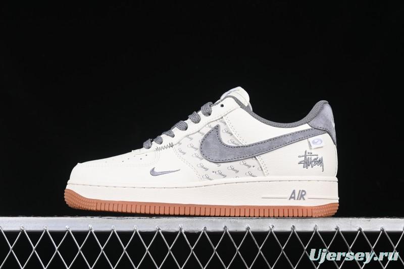 Nike Air Force 1 '07 Low Stussy Collaboration - Grey Swoosh Casual Sneakers - XZ6188-256