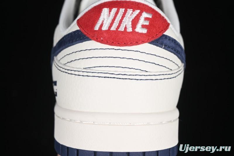 Nike SB Dunk Low Supreme Collaboration Grey Blue Woven Label Anniversary High-End Custom Low-Top Casual Skate Shoes - BB7518-026