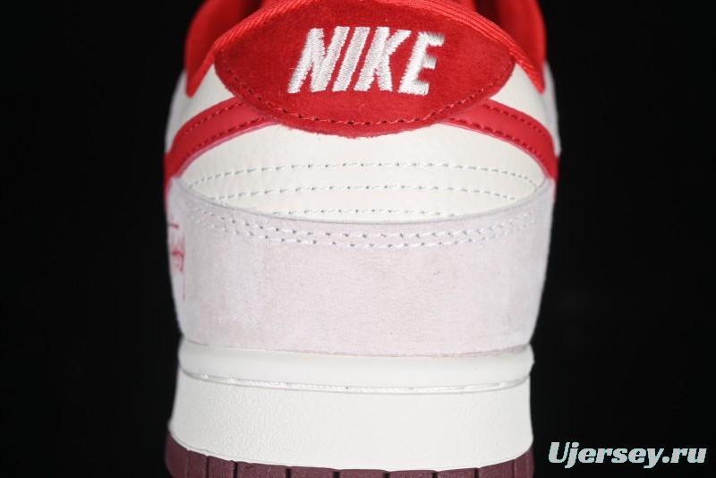 Nike SB Dunk Low Stussy Anniversary Edition Custom Sneakers with Red Swoosh - KK1333-021