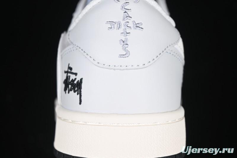 Nike Travis Scott x Fragment Design x Air Jordan 1 Low OG SP AJ1 Retro Sneakers in Summer Cicada Grey - XZ6898-001