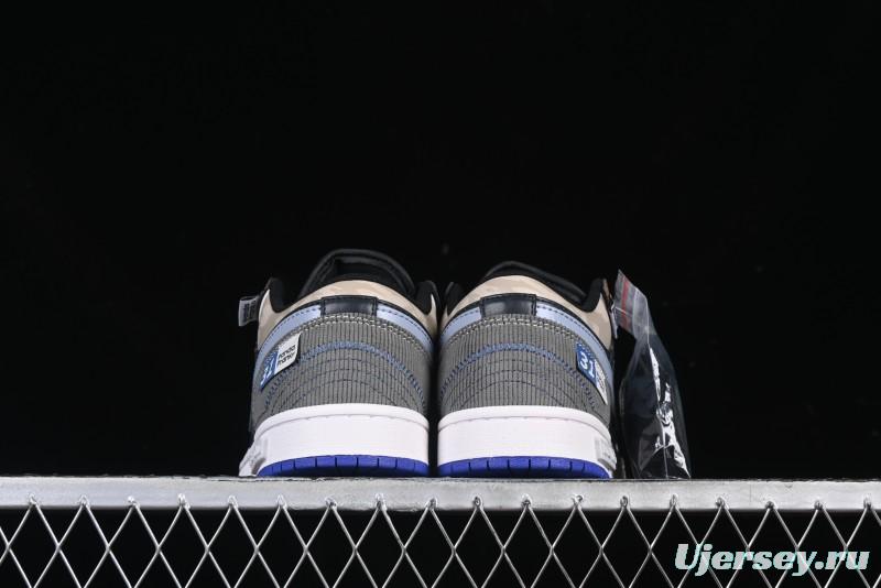 Nike Air Jordan 1 Low Retro Basketball Shoes with Panda Mischief Skyline Design - 553558-154