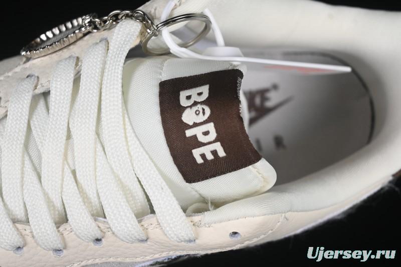 Nike Air Force 1 '07 Low Bape Camouflage Swoosh Beige Casual Sneakers - DF0188-030