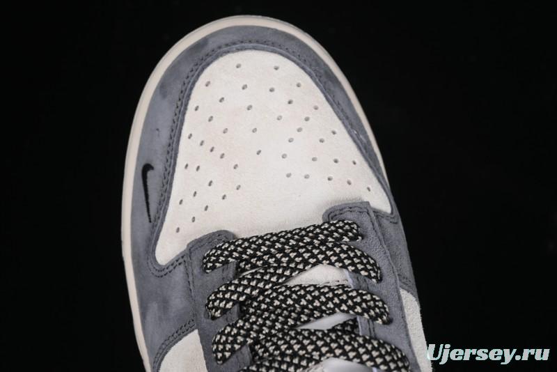 Nike SB Dunk Low Anniversary Edition Customized Sneakers with Grey Swoosh Logo - DJ2024-083