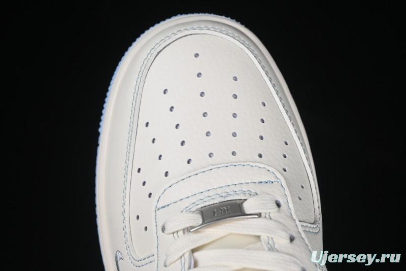 Nike Air Force 1 '07 Low Stussy Collaboration Light Grey Blue Sole Low-Top Casual Sneakers - XS1958-517
