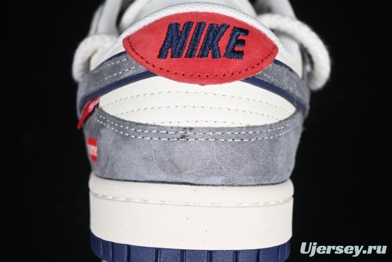 Nike SB Dunk Low Supreme Collaboration Sneakers in Gray Blue with Gray Swoosh - YX5066-260