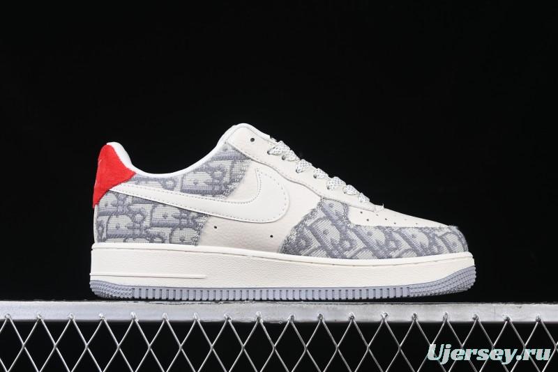 Nike Air Force 1 '07 Low Dior Collaboration - Grey Pattern Low-Top Casual Sneakers - DF0188-021