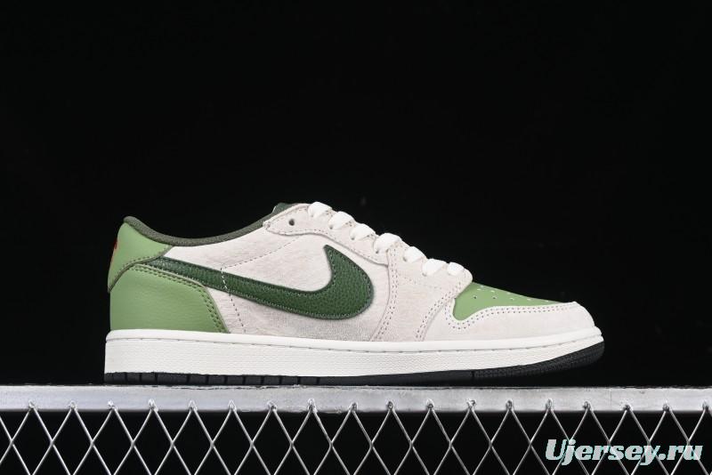 Nike Travis Scott x Fragment Design x Air Jordan 1 Low OG SP AJ1 Snake Year Limited Edition Low-Top Casual Sneakers - DM7866-075