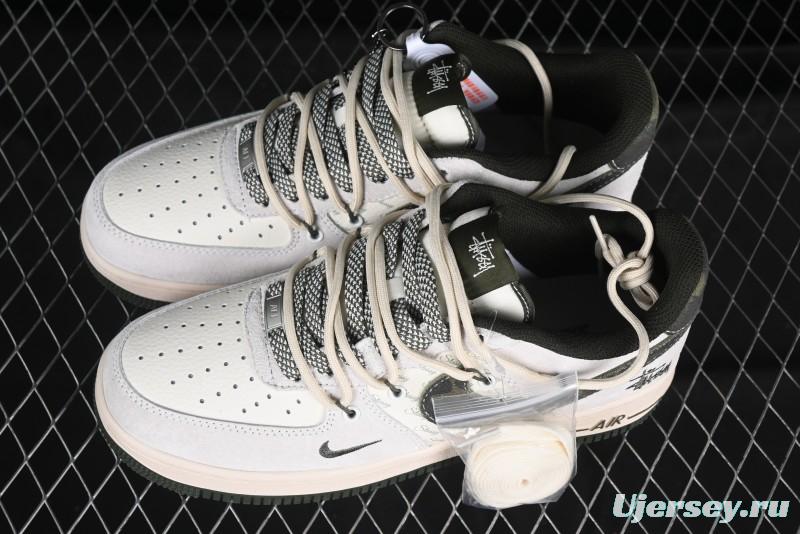 Nike Air Force 1 '07 Low Stussy Collaboration Camo Swoosh Drawstring Casual Sneakers - DM6688-014