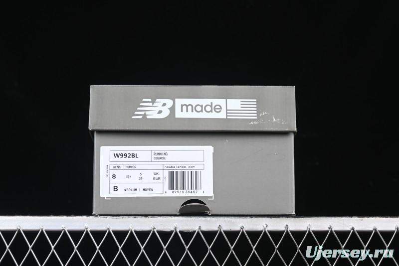 New Balance Made In USA 992 Classic Retro Running Shoes with Superior Cushioning - M992BL
