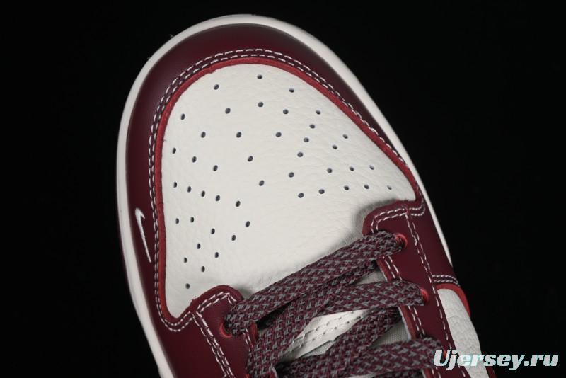 Nike SB Dunk Low Stussy Collaboration - Burgundy Starry Sky Anniversary High-End Custom Low-Top Casual Skate Shoes - BB9898-001