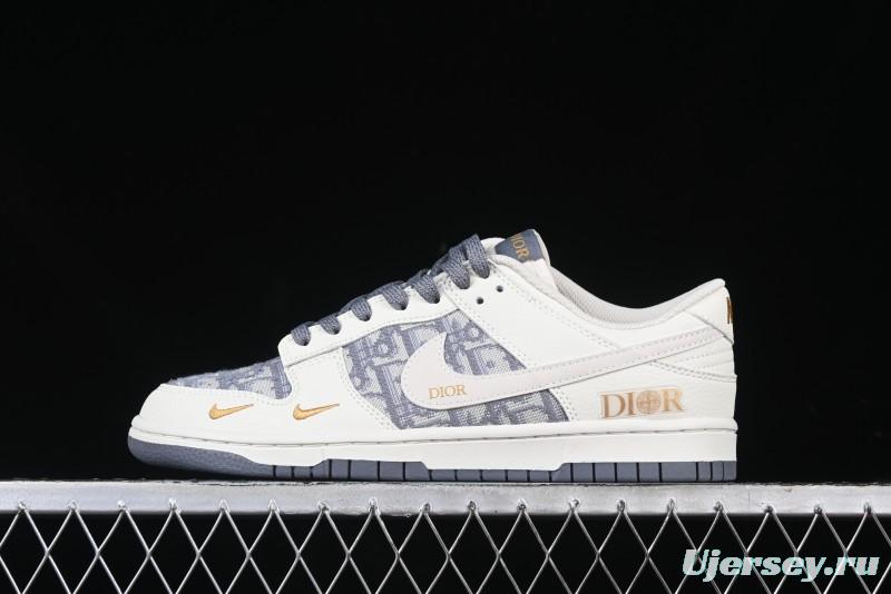 Nike SB Dunk Low Dior x Stone Island Triple Collaboration - Anniversary High-End Custom Low-Top Casual Sneakers - DM6868-043