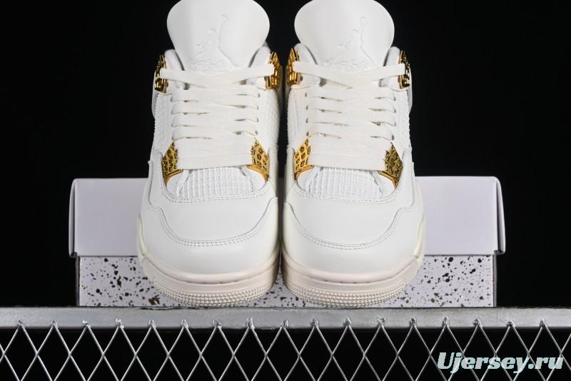 Nike Air Jordan 4 Retro Sneakers with Metallic Gold Design - AQ9129-170