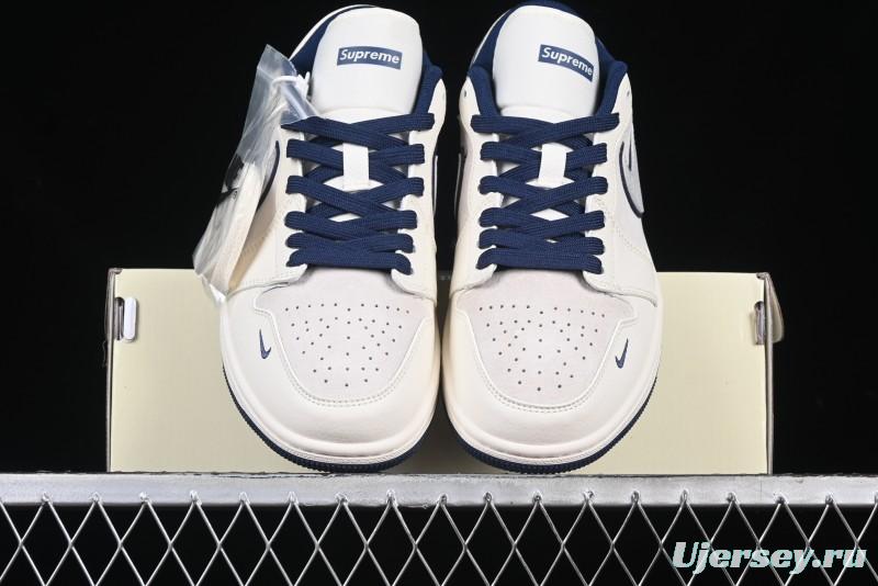 Nike Air Jordan 1 Low Supreme Collaboration - Shadow Swoosh Custom Retro Basketball Shoes - XX3318-368