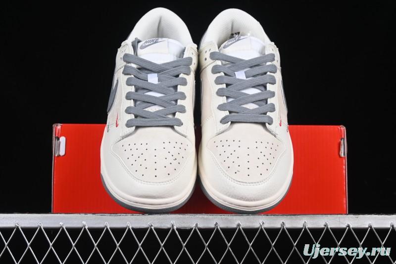 Nike SB Dunk Low Supreme Collaboration Grey Swoosh Double Mini Swoosh Anniversary Custom Low-Top Casual Sneakers - XX2025-688