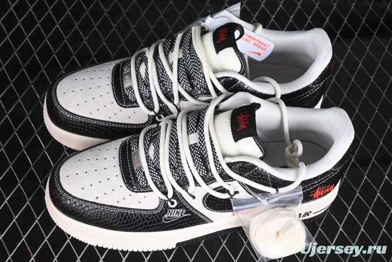 Nike Air Force 1 '07 Low Stussy Year of the Snake Limited Edition Black Snake Print Drawstring Casual Sneakers - DM6688-013
