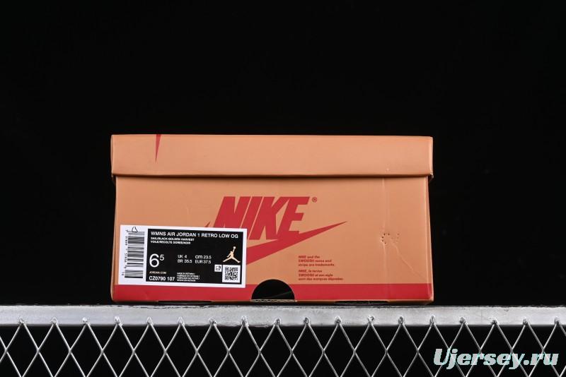 Nike Air Jordan 1 Low OG AJ1 White Yellow Black Swoosh Casual Sneakers - CZ0790-107