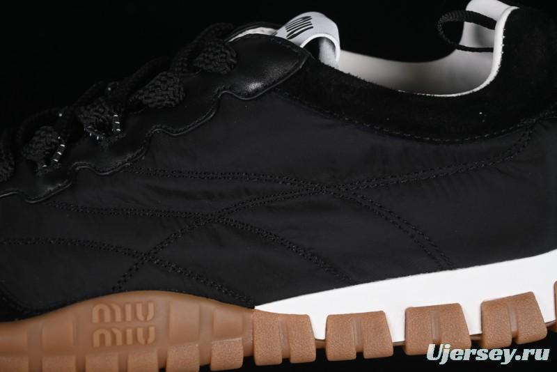 Miu Miu Suede Round Toe Lace-Up Women's Low-Top Casual Shoes - 99D4