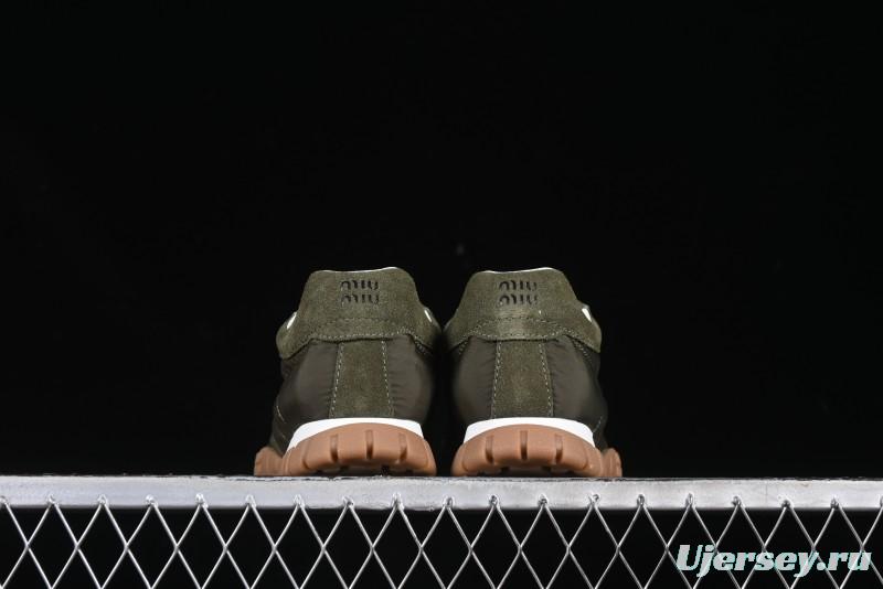 Miu Miu Suede Round Toe Lace-Up Low Top Women's Casual Shoes - 99D4