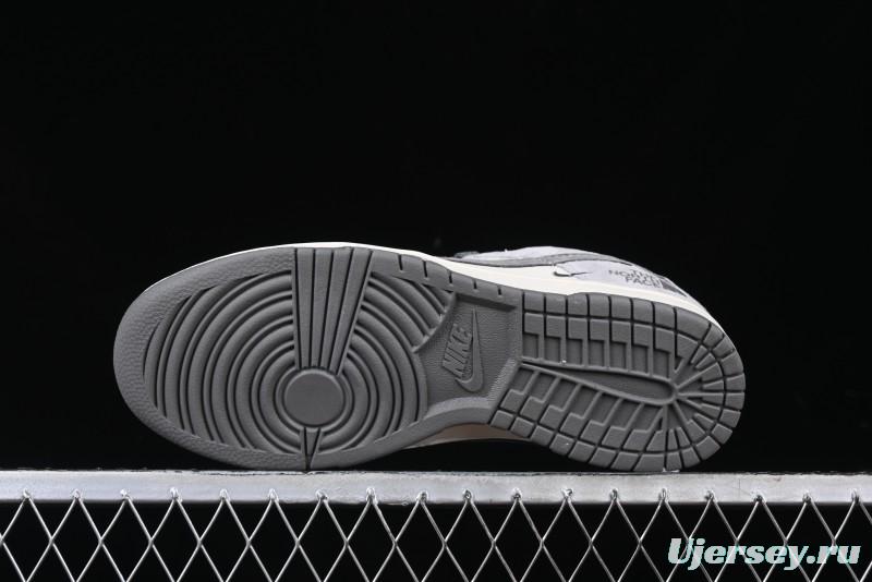 Nike SB Dunk Low The North Face Collaboration Double Swoosh Grey Pigskin Anniversary Edition Custom Low-Top Casual Skate Shoes - XX3168-009