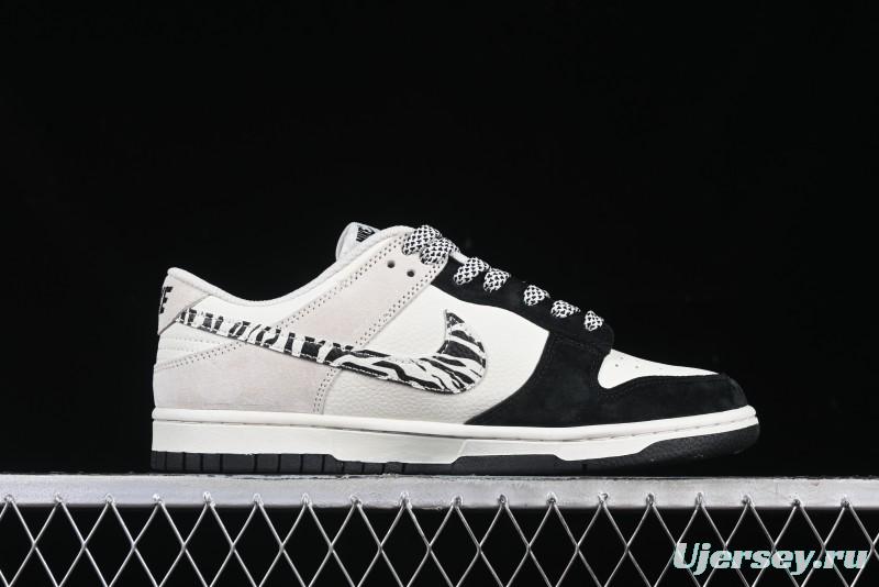 Nike SB Dunk Low Stussy Collaboration Zebra Black White Swoosh Anniversary Custom Low-Top Casual Skate Shoes - DJ2024-060