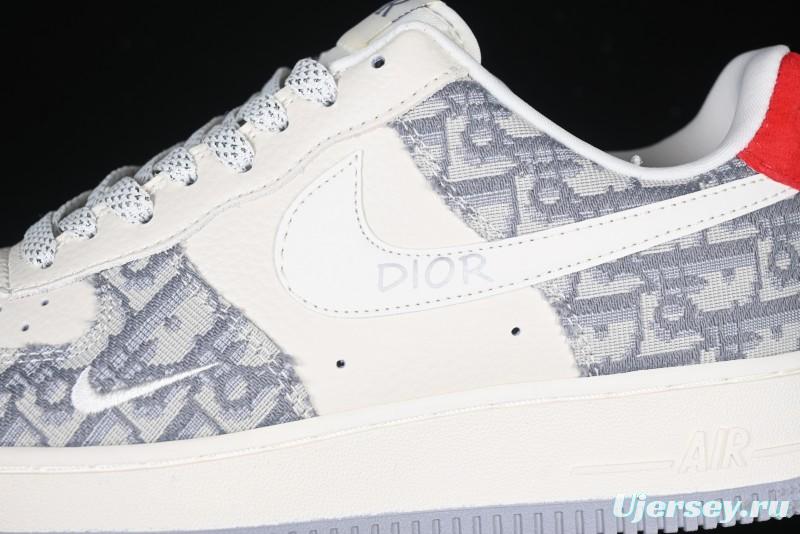 Nike Air Force 1 '07 Low Dior Collaboration - Grey Pattern Low-Top Casual Sneakers - DF0188-021