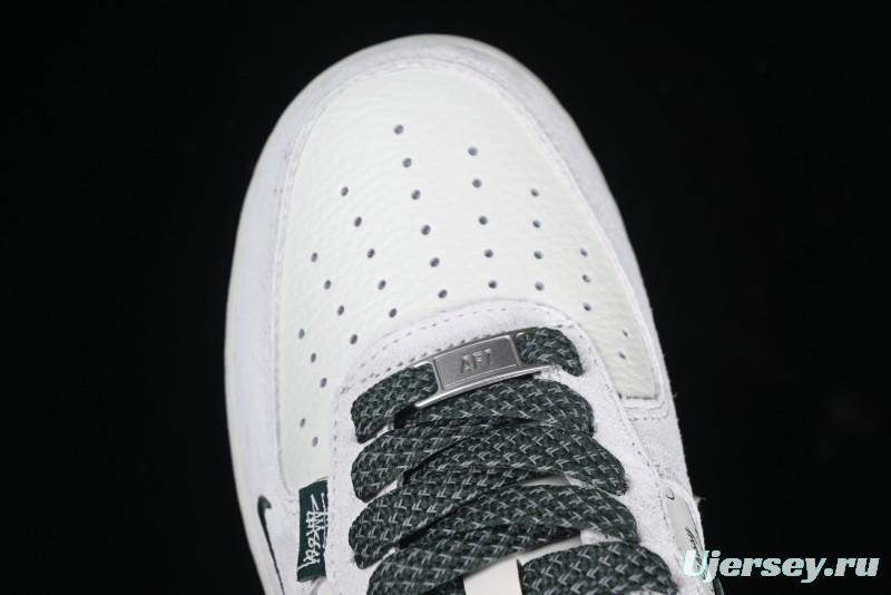 Nike Air Force 1 '07 Low Stussy Collaboration Green Suede Swoosh Low-Top Casual Sneakers - CH6336-511