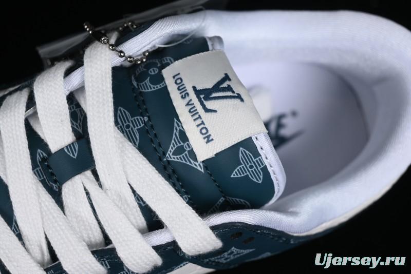 Nike SB Dunk Low LV Collaboration - Dark Blue Print Anniversary High-End Custom Low-Top Casual Sneakers - DQ1098-363