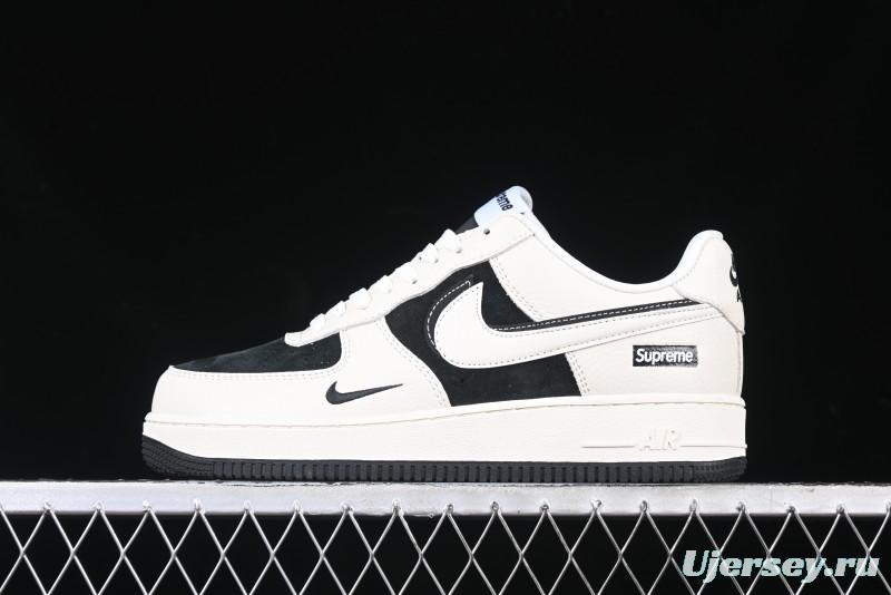 Nike Air Force 1 '07 Low Supreme Collaboration - Beige Black Double Swoosh Casual Sneakers - DF0188-019