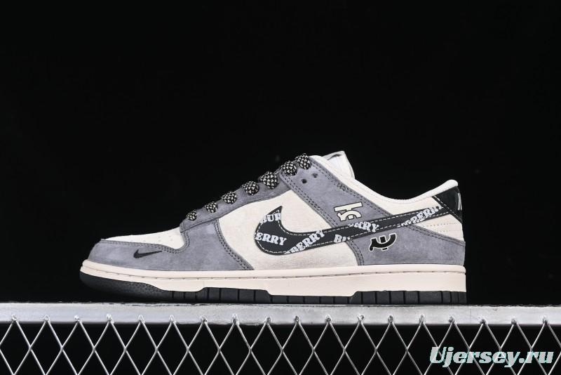 Nike SB Dunk Low Anniversary Edition Customized Sneakers with Grey Swoosh Logo - DJ2024-083
